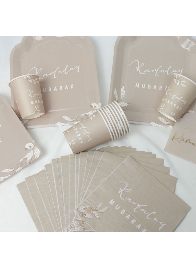 Home Smart Ramadan Series Dinner Plates (8.5"X11" 10 Pcs), Cups (9oz, 10 Pcs), Napkins (5.9" x 5.9", 20 Pcs) and other Accesories - Elegant Ramadan Series Set for Iftar Parties, Gatherings, Birthday and Special Occasions. - Image 4